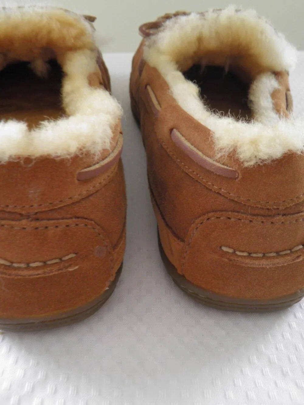 L.L. Bean Wicked Good Sheepskin Shearling Lined Moccasin Chestnut Brown 10W